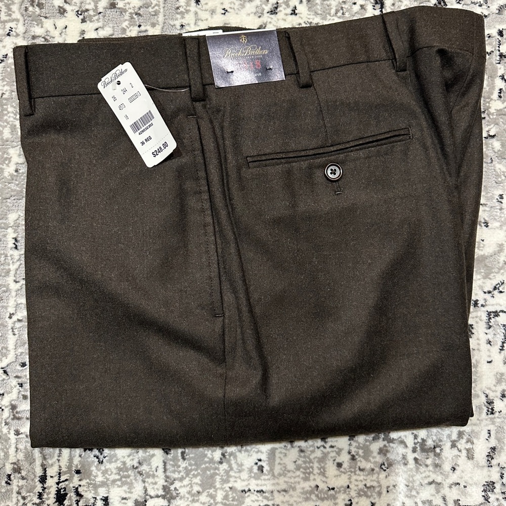 Brooks Brothers 1818 Madison Flat Front Wool Dress Pants 36 NWT